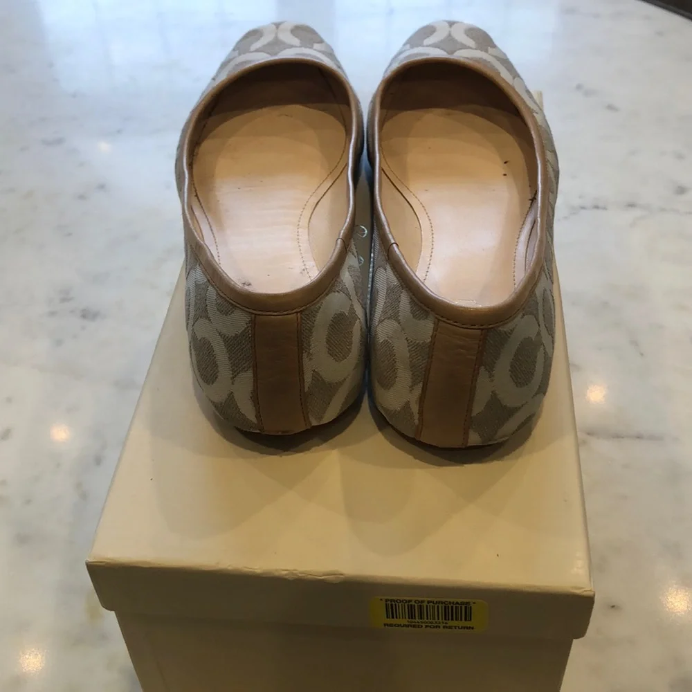 Coach Beige Signature Canvas Ballet Flats